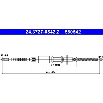 Brzdový systém Tažné lanko, parkovací brzda ATE 24.3727-0542.2