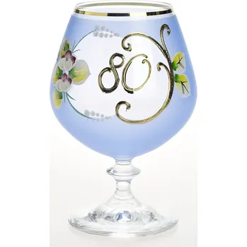 Sklenice Výroční číše NB Česko Ručně dekorovaná výroční novoborská číše 80 let, modrá - 400 ml