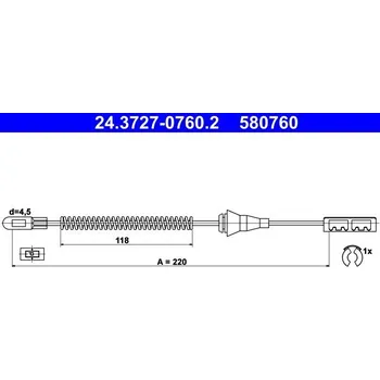 Lanko parkovací brzdy Tažné lanko, parkovací brzda ATE 24.3727-0760.2