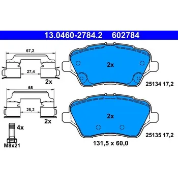 Autodíl Sada brzdových destiček, kotoučová brzda ATE 13.0460-2784.2