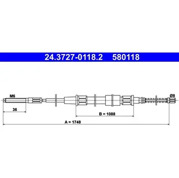 Lanko parkovací brzdy Tažné lanko, parkovací brzda ATE 24.3727-0118.2