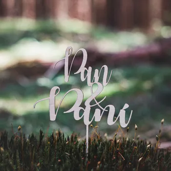 Vánoční ozdoba Dřevěná zapichovací ozdoba - Pan&Paní