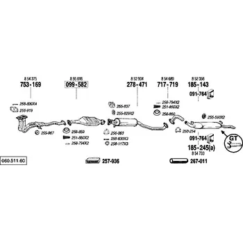 Zadní díl výfuku zadní tlumič výfuku Polmostrow 185143P, náhrada za Bosal 185-143