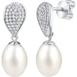 Stříbrné luxusní náušnice s bílou přírodní perlou LPSGRP18309W