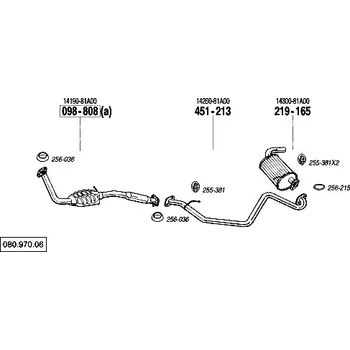 Výfukový systém zadní tlumič výfuku Polmostrow 219165P, náhrada za Bosal 219-165