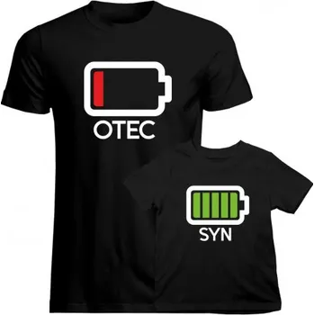 Žertovný předmět Komplet pro otca a syna - Baterie - trička s potiskem- Tričkový.cz