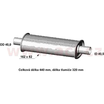 univerzální tlumič plochý, průměr tlumiče 162x82, průměr 40, VK P8452
