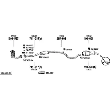 Zadní díl výfuku zadní tlumič výfuku Polmostrow 190601P, náhrada za Bosal 190-601