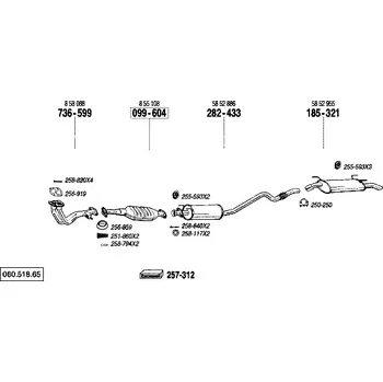 Zadní díl výfuku zadní tlumič výfuku Polmostrow 185321P, náhrada za Bosal 185-321