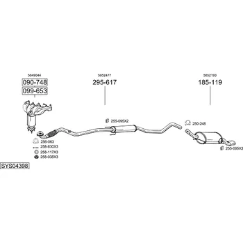 Zadní díl výfuku zadní tlumič výfuku Polmostrow 185119P, náhrada za Bosal 185-119