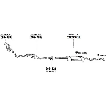 Výfukový systém zadní tlumič výfuku Bosal 282061L