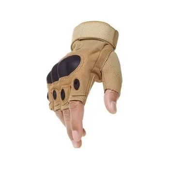 Taktické rukavice - hnědé s gumovou ochranou kloubů