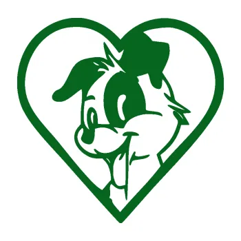 Polep vozidla SAMOLEPKA Pes 172 levá v srdíčku (20 - tmavě zelená) NA AUTO, NÁLEPKA, FÓLIE, POLEP, TUNING, VLASTNÍ TEXT, TISK, AUTOSAMOLEPKY.cz, POLEPY, OBRÁZEK, LOGO, SAMOLEPKY