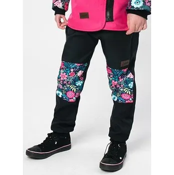 Chlapecké kalhoty Dětské softshellové kalhoty Drexiss s fleecem black tiny flowers velikost 104