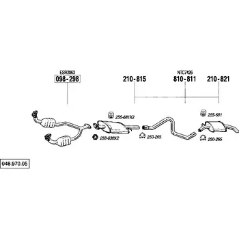 Zadní díl výfuku zadní tlumič výfuku Polmostrow 210821P, náhrada za Bosal 210-821