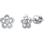 Náušničky pro děti ze stříbra s čirým zirkonem na šroubek SILVEGOB70164SBD
