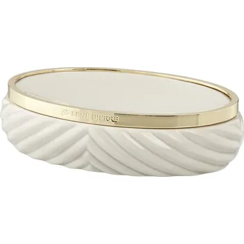 LENE BJERRE Podložka pod tuhé mýdlo MILDA krémová se zlatým lemem