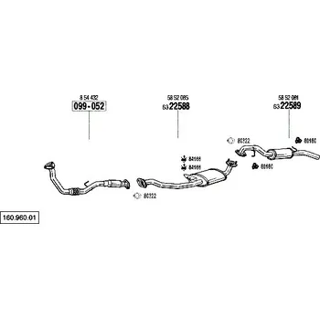 Střední díl výfuku střední tlumič výfuku Bosal X22-588