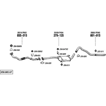Tlumič výfuku střední tlumič výfuku Polmostrow 279125P, náhrada za Bosal 279-125