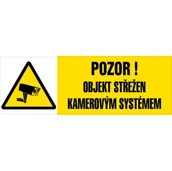 Značka Pozor – Objekt střežen kamerovým systémem, fólie, 100 × 300 mm