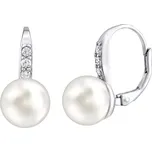Stříbrné náušnice s bílou perlou Swarovski® Crystals LPSER0639