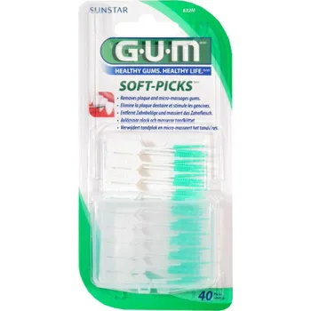 Zubní kartáček GUM Soft-Picks 40 fluoridovaných mezizubních kartáčků ISO 1 s cestovním pouzdrem