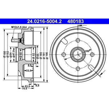Brzdový buben Brzdový buben ATE 24.0216-5004.2