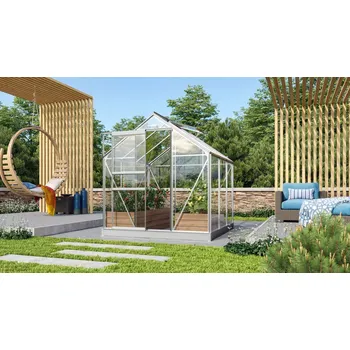 Skleník Zahradní skleník VITAVIA VENUS 3800 čiré sklo 3 mm stříbrný + DÁREK