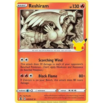 Sběratelská karetní hra Reshiram 002/025 - Celebrations