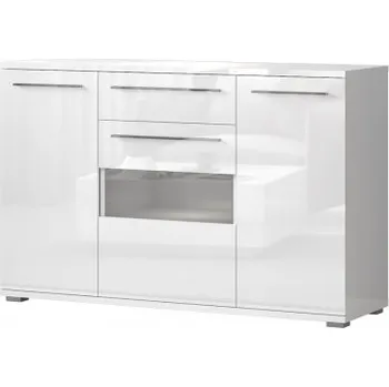 Komoda Velká komoda s prosklením Tiana - bílá