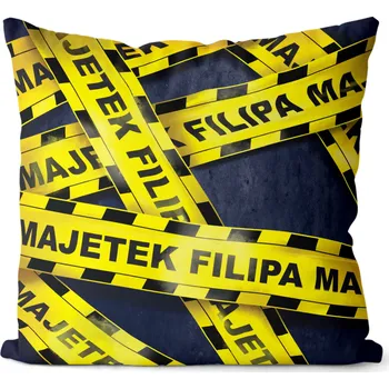 Dekorativní polštářek Polštář Majetek + jméno - mužská jména (Velikost: 40 x 40 cm, Jméno: Filip)