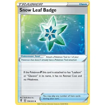 Sběratelská karetní hra Snow Leaf Badge 159/203 - Evolving Skies Typ karty: Non-Holo