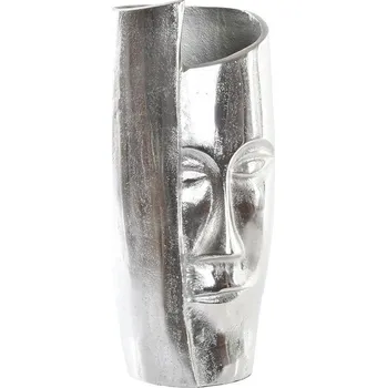 Váza Váza DKD Home Decor Tvář Moderní Aluminium Stříbřitá (15 x 13 x 31 cm)