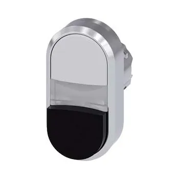 Stykač SIEMENS Dvojtlačítko osvětlené, 22 mm, kulaté, kov, s vysokým leskem, bílá, černá 3SU1051-3BB61-0AA0