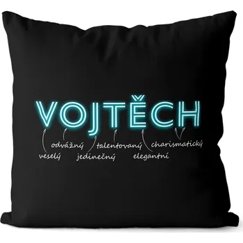 Dekorativní polštářek Polštář Mužská jména – NEON (Velikost: 40 x 40 cm, Jméno: Vojtěch)