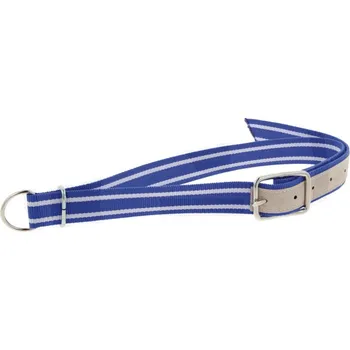 Obojek pro skot, krávy modrý trevira zesílený kůží 1300 x 40 mm D-kroužek