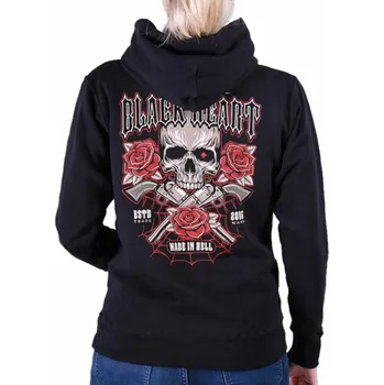 Dámská mikina mikina s kapucí dámské - Gun Rose - BLACK HEART - 10006