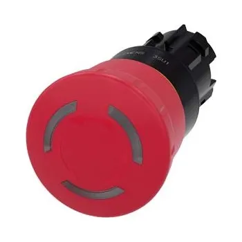 Stykač SIEMENS Tlačítko hřibové nouzového zastavení, osvětlené, 22 mm, kulaté, plast, červená, 40 mm 3SU1001-1HB20-0AA0