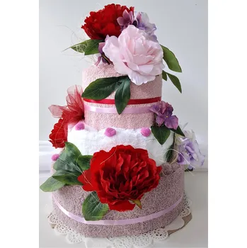 Veratex Textilní dort - třípatrový / pivoňky
