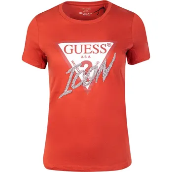 Dámské tričko GUESS DÁMSKÉ TRIČKO T-SHIRT SS CN ICON TEE RED W2YI26I3Z11 A50G Velikost: XS