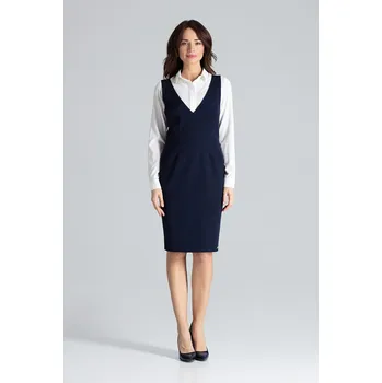 Dámské šaty Elegantní šaty s výstřihem do V L039 Navy Velikost: XL