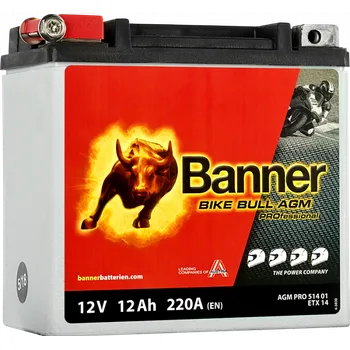 Motobaterie Banner Bike Bull Professional AGM 12V 12Ah 220A 514 01 / ETX14