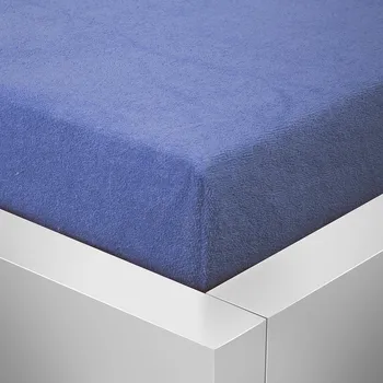 Prostěradlo Froté modré prostěradlo David dvoulůžko 180x200 cm Barva: Modrá, rozměr: 180x200cm