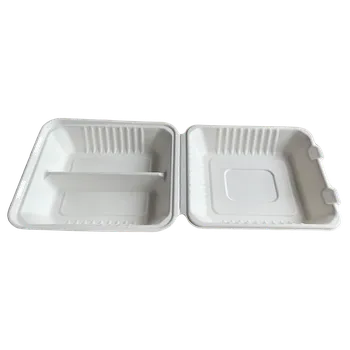 Jednorázové nádobí EcoPack Menu box z cukrové třtiny 230x205x40/70 mm 2-dílný bílý bal/50 ks