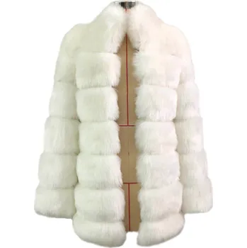 Dámská parka Masivní kožich se stojáčkem chlupatá zimní bunda Barva: Bílá, Velikost: XL