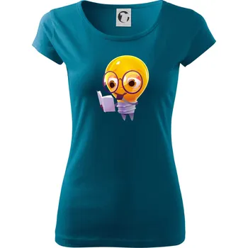 Žárovka přemýšlí nad knihou - Dámské triko Pure - XS ( Petrolejová )