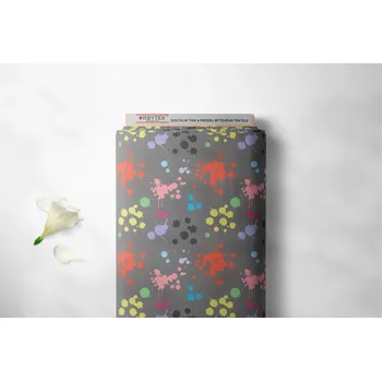 Orbytex Kočárkovina metráž šíře 160 cm, nepromokavá látka, vzor kaňky na šedé