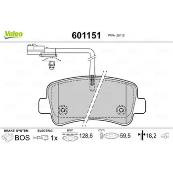 Brzdová destička Sada brzdových destiček, kotoučová brzda VALEO 601151
