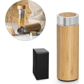 Termoska NATUREL. Bambusová a nerezová (90% recyklace) termoska 430 ml 3 bez potisku bez potisku
