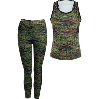 Dámský fitness set - sportovní top a legíny YG02 Elektro S/M